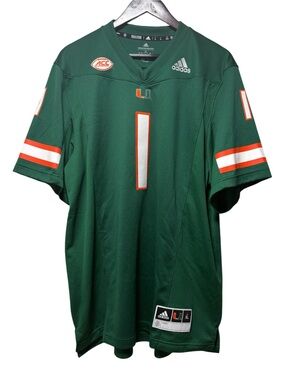 University of Miami Hurricanes Adidas NCAA Football Jersey ADULT Size XL #1 Sewn
